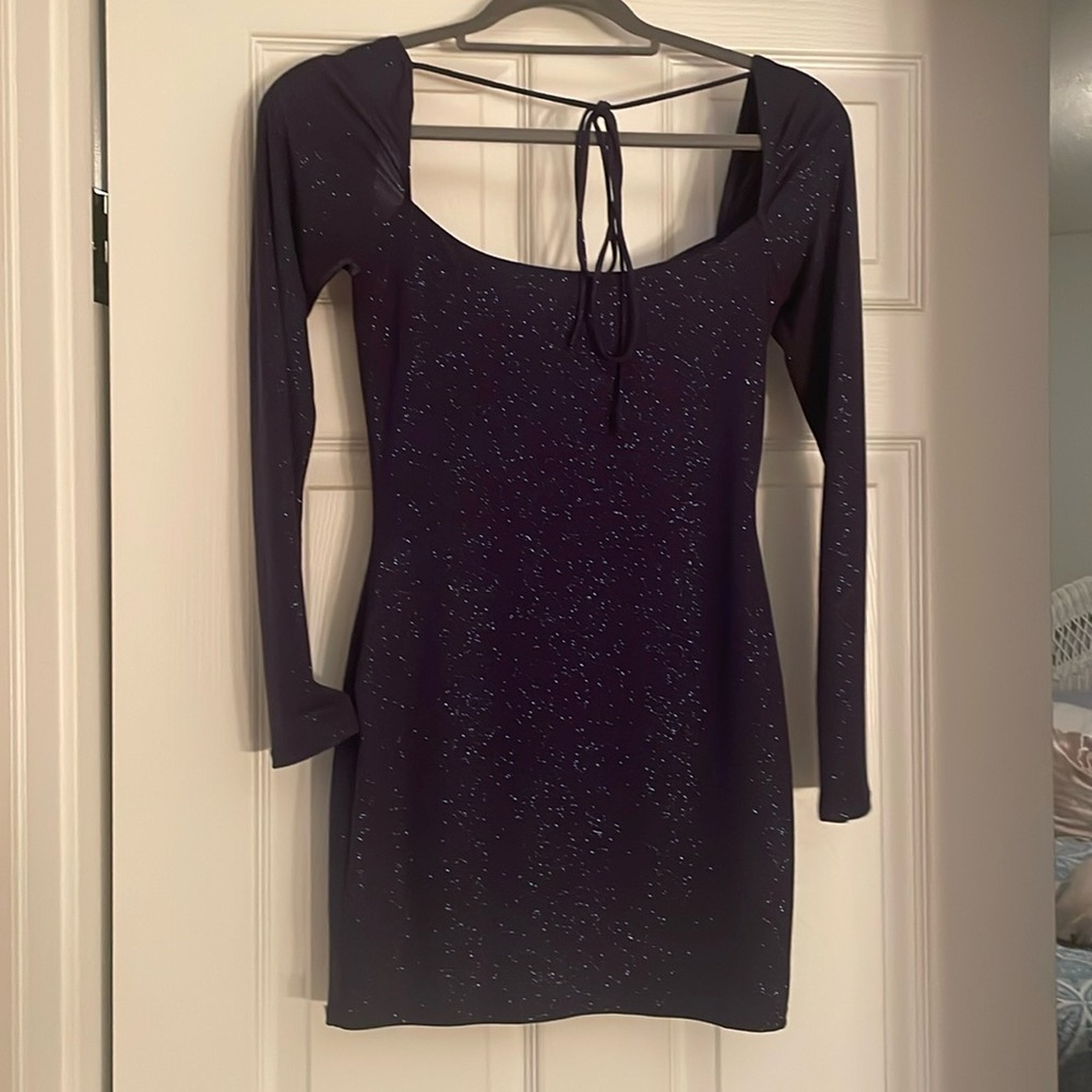 Lucy in the Sky medium navy long sleeve mini dress - Picture 3 of 9